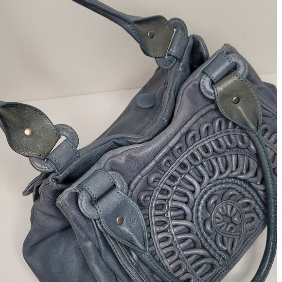 Lockheart Navy Blue Natalia Convertible Wide Bottom 3D Embellished Handbag - Picture 10 of 12